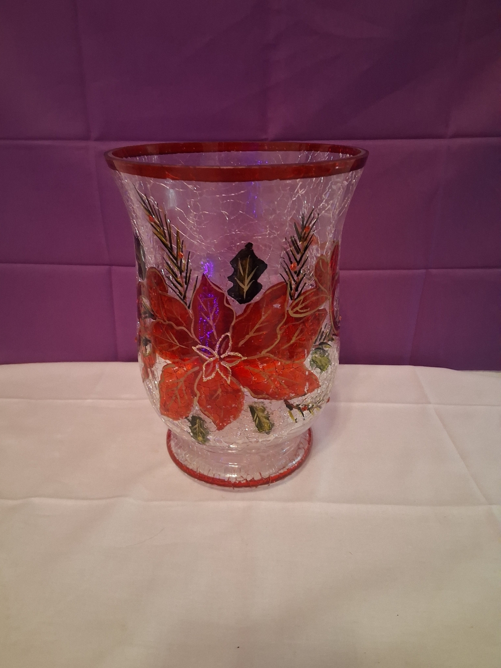 Glass Poinsettia Holiday Vase - Red